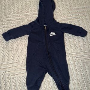 Nike Navy Blue Newborn One Piece with Hoodie